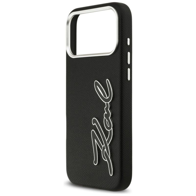 6. Etui Karl Lagerfeld FW Grained Signature Logo na iPhone 17 Pro Max - czarne