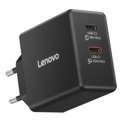 8. Ładowarka sieciowa Lenovo G0A6065BEU GaN 2x USB-C 65W czarna