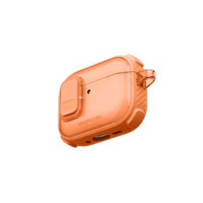 12. Etui AMAZINGTHING Titan Pro Mag Case Clear do AirPods Pro 3 - pomarańczowe