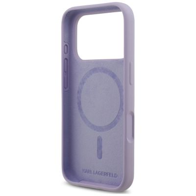 7. Etui Karl Lagerfeld Silicone Karl&Choupette Ring MagSafe na iPhone 18 Pro / 17 Pro - fioletowe