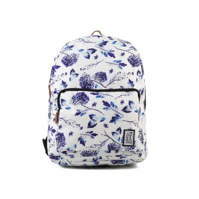 2. PLECAK THE SOCIETY PACK XCLASSIC BACKPACK 181CPR702-72 OFF WHITE BLUE FLOWER ALLOVER