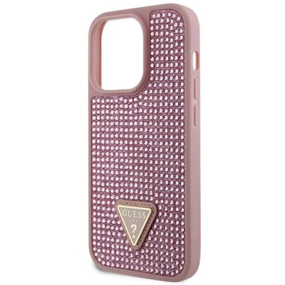 6. Etui Guess Rhinestone Triangle na iPhone 14 Pro - różowe
