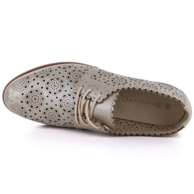 3. Półbuty damskie oxfordy ażurowe złote Potocki 12778