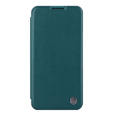 2. Nillkin Qin Leather Pro Case etui iPhone 14 Plus osłona na aparat kabura pokrowiec obudowa z klapką zielony