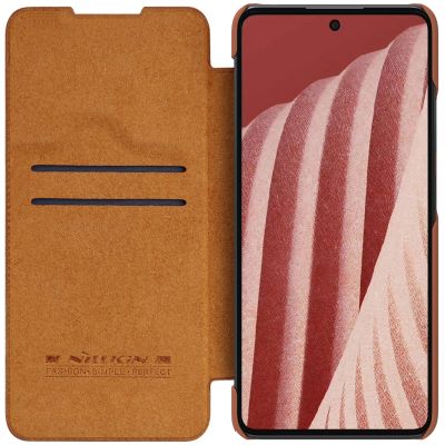 4. Nillkin Qin skórzana kabura etui Samsung Galaxy A73 brązowy