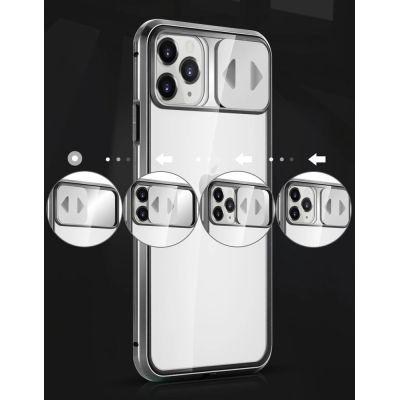 9. Wozinsky Magnetic Cam Slider Case magnetyczne etui 360 na cały telefon szkło na ekran osłona na aparat Huawei P40 czarny