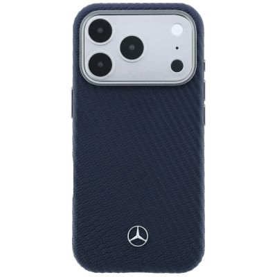 3. Etui Mercedes Leather Semi Wrap Wood Effect MagSafe na iPhone 17 Pro - granatowe