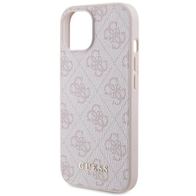 6. Etui Guess 4G Metal Gold Logo na iPhone 15 - różowe