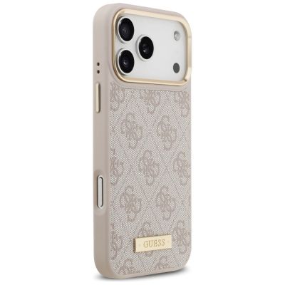 4. Etui Guess 4G Logo Plate MagSafe na iPhone 17 Pro Max - różowe