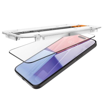 6. Szkło hartowane Spigen Glas.tR EZ Fit FC na iPhone 15 Pro Max - czarne 2 szt.