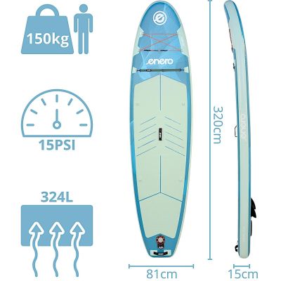 36. ZESTAW - DESKA SUP 150KG DMUCHANA ENERO 320x81x15CM