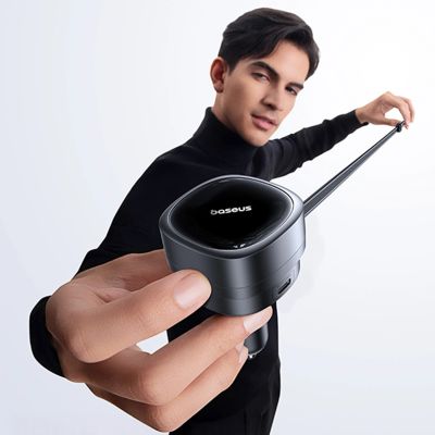 8. Ładowarka samochodowa Baseus PrimeTrip VR1 60W USB-A USB-C ze zwijanym kablem USB-C - czarna