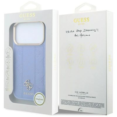 7. Etui Guess Stripe Peony 4G Logo MagSafe na iPhone 18 Pro / 17 Pro - jasnoniebieskie