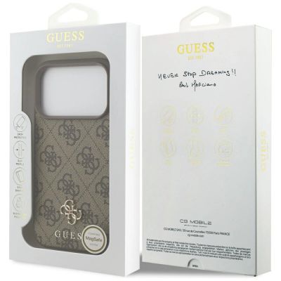 8. Etui Guess 4G Small Classic Logo MagSafe na iPhone 17 Pro - brązowe