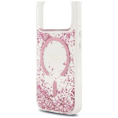 6. Etui Guess Resin Bottom Glitter MagSafe na iPhone 18 Pro / 17 Pro - różowe