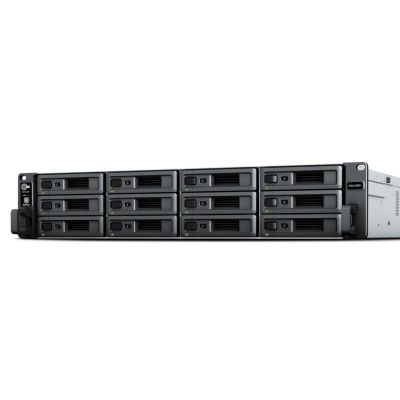 NAS Synology RS2423+; 2U RACK; 12x (3.5" SATA HDD/2.5" SATA SSD); AMD Ryzen V1780B, 8 GB DDR4 ECC UDIMM (max. 32GB), 2x 1GbE RJ-45, 1x 10GbE RJ-45