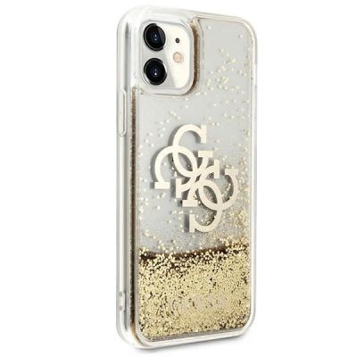 6. Etui Guess 4G Big Liquid Glitter na iPhone 11 6,1" / Xr - złote
