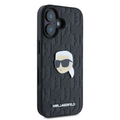 4. Etui Karl Lagerfeld Monogram Karl Head Pin na iPhone 16 - czarne