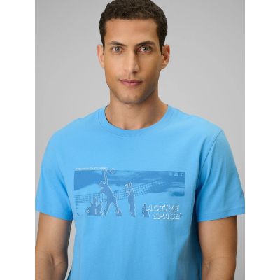 5. T-shirt reagular z nadrukiem męski 4F 4FWSS26TTSHM3035-33S