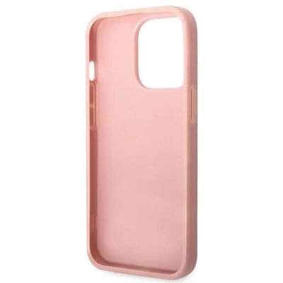 7. Etui Guess Glitter Script na iPhone 14 Pro - różowe