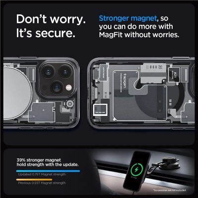 2. Etui Spigen Ultra Hybrid Mag z MagSafe na iPhone 15 Pro - ciemnoszare (wzór Zero One)
