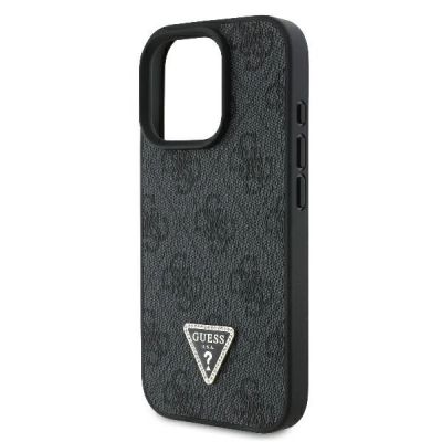 6. Etui Guess Leather 4G Triangle Strass MagSafe na iPhone 16 Pro Max - czarne