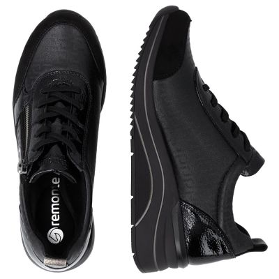 5. Półbuty damskie sneakersy na koturnie czarne Remonte Rieker D0T22-03