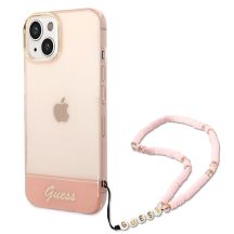 Etui Guess Translucent Pearl Strap na iPhone 14 Plus - różowe