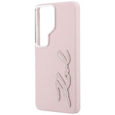 6. Etui Karl Lagerfeld Grained Signature Metal Resin Logo na Samsung Galaxy S26 Ultra - różowe