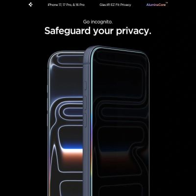15. Szkło hartowane Spigen Glas.tR EZ Fit Privacy na iPhone 16 Pro / 17 / 17 Pro - 2 szt.