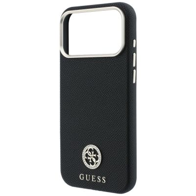 6. Etui Guess Grained Round Strass Logo MagSafe na iPhone 18 Pro / 17 Pro - czarne