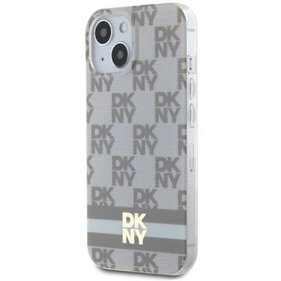 2. Etui DKNY IML Checkered Mono Pattern & Printed Stripes MagSafe na iPhone 15 / 14 / 13 - beżowe