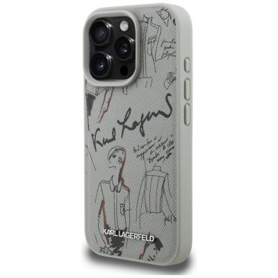 2. Etui Karl Lagerfeld Grained Pattern & Logo MagSafe na iPhone 16 Pro - szare