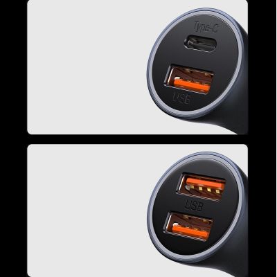 11. Baseus Golden Contactor Max szybka ładowarka samochodowa USB + USB typu C 60 W Quick Charge niebieski (CGJM000103)