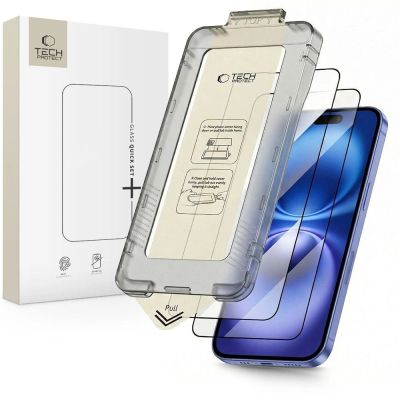 9. Szkło hartowane Tech-Protect Quick Set+ 2-pack na iPhone 15 / 16