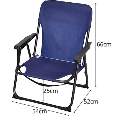8. FOTEL TURYSTYCZNO PLAŻOWY Z PODŁOKIETNIKAMI 52X54X26/66CM SKŁADANY NIEBIESKI