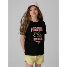 T-shirt regular z nadrukiem dziewczęcy 4F 4FJRAW26TTSHF4240-20S
