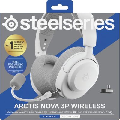 8. Słuchawki Steelseries Arctis Nova 3P Wireless for Playstation, białe
