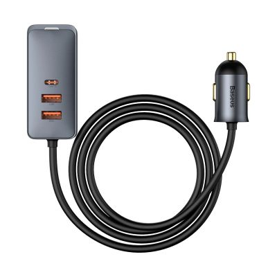 2. Ładowarka samochodowa Baseus Share Together 120W wieloportowa 2x USB-A + 2x USB-C - szara