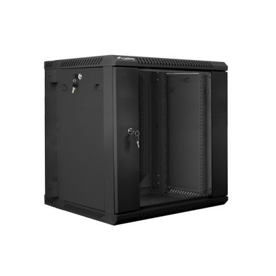 7. Szafa instalacyjna rack wisząca dwusekcyjna 19" 12U 600x600 czarna Lanberg (flat pack)