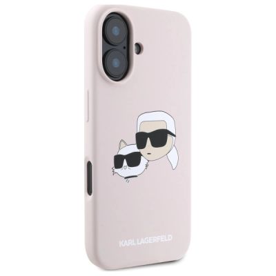 4. Etui Karl Lagerfeld Silicone nauble Heads Print MagSafe na iPhone 16 - różowe