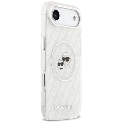 4. Etui Karl Lagerfeld IML Glitter Karl&Choupette Heads Logo MagSafe do iPhone Air - szare