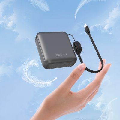 2. Powerbank ultrakompaktowy Dudao K22+ 10000mAh 22.5W USB-C z zawieszką / kablem - szary