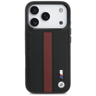 3. Etui BMW M Perforated Stripe Logo MagSafe na iPhone 17 Pro - czerwone