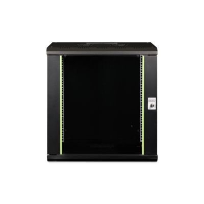 3. Szafa sieciowa wisząca Unique 19" 12U rack 600x450, drzwi szyba, czarny, niedzielona, złożona, 100kg