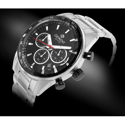 2. Zegarek Męski Giewont Chronograph Sapphire Srebrno Czarny GW9140-B1