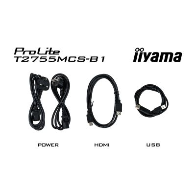 iiyama ProLite T2755MSC-B1 monitor komputerowy 68,6 cm (27") 1920 x 1080 px Full HD LED Ekran dotykowy Blad Czarny