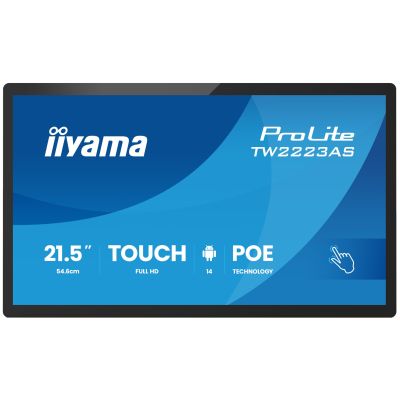 3. iiyama TW2223AS-B3P signage display Interaktywny płaski panel 54,6 cm (21.5") Wi-Fi 450 cd/m2 Full HD Czarny Ekran dotykowy Procesor wbudowany Android 24/7