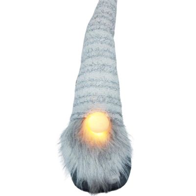 4. SKRZAT GNOM Z DŁUGĄ BIAŁĄ CZAPKĄ I ŚWIĘCĄCYM NOSEM 42CM