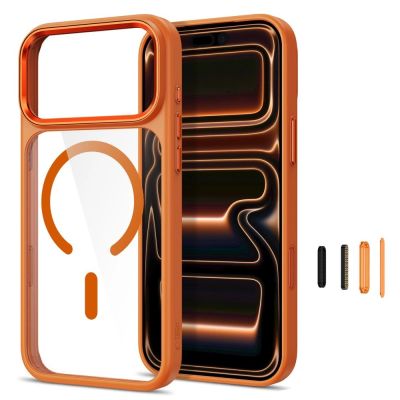 2. Etui Tech-Protect Magmat Magsafe CC na iPhone 17 Pro Max / 18 Pro Max - pomaraczowo-przezroczyste